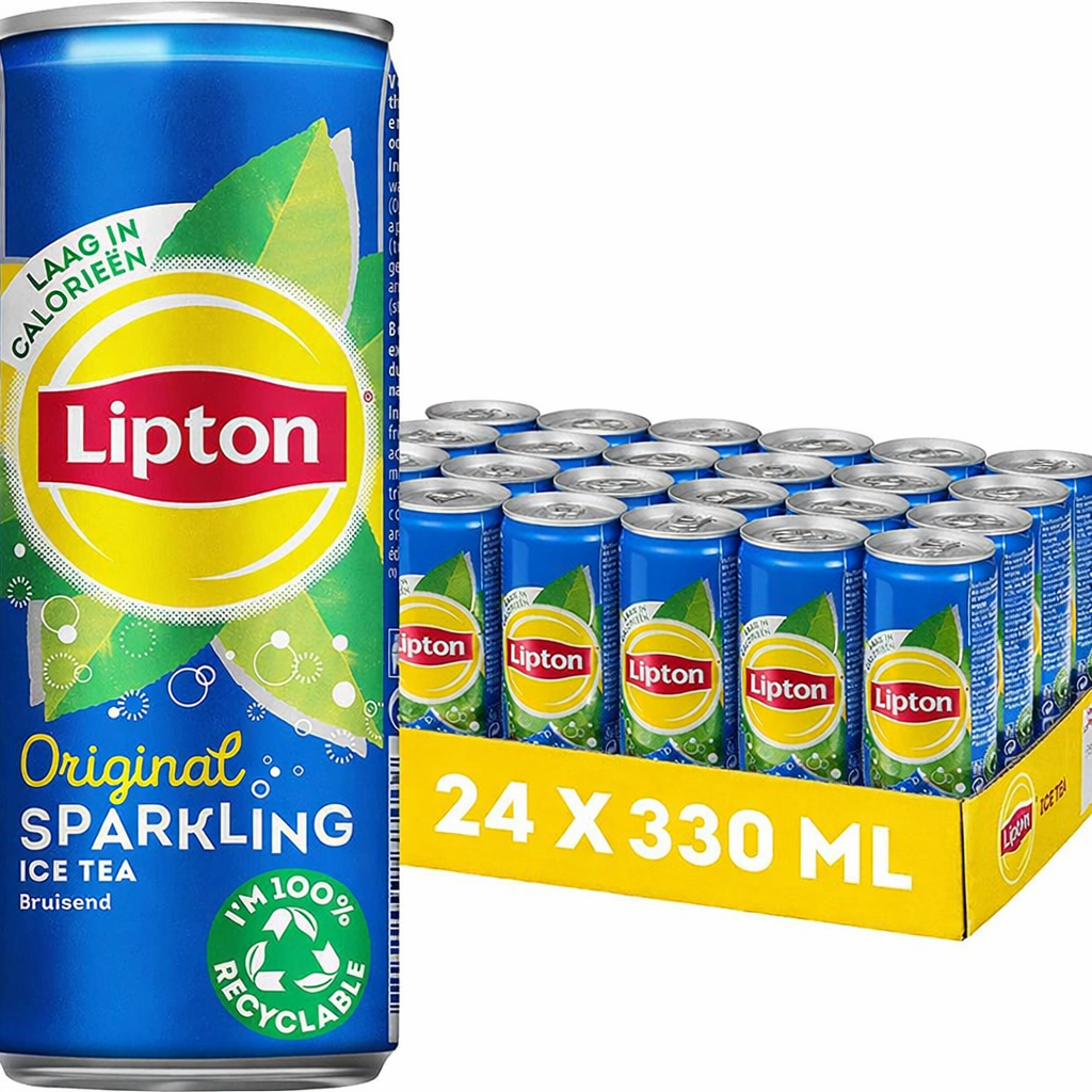 Ice Tea pétillant Original Lipton, lot de 24 canettes de 33 cl ( Belge )